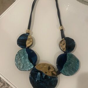 Turquoise & Gold Stone Necklace